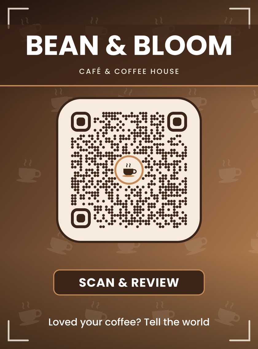 Sample QR card for a café